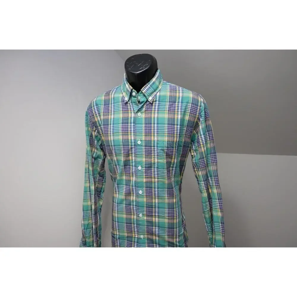 J‎ Crew Light Weight Dress Shirt Plaid Casual Long Sleeve Mens Size Medium